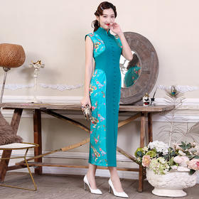 DLQ-A2290新品长款优雅走秀演出服中国风复古印花连衣裙