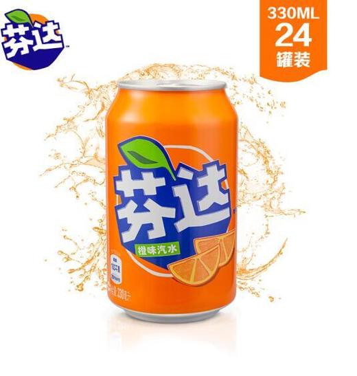 可口可乐  芬达橙味碳酸饮料汽水330mlx24罐整箱 商品图1