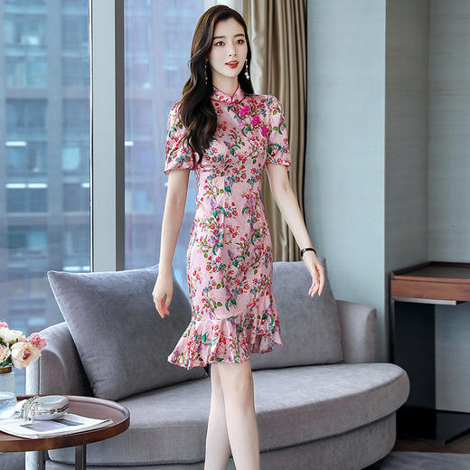 WZNH-MSY1013新款气质女神范衣服旗袍改良版鱼尾裙 商品图1