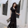 WZNH-YQM008-1潮流韩版修身气质文雅淑女甜美短袖V领连衣裙 商品缩略图2