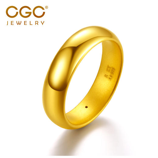 CGC中银金行黄金戒指足金3D抛光素圈戒指女士戒指光面简约情侣戒DSRA0029 商品图0