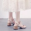 HCJ-K1919简约一字带扣凉鞋女2020新款夏季百搭仙女风粗跟凉鞋 商品缩略图3