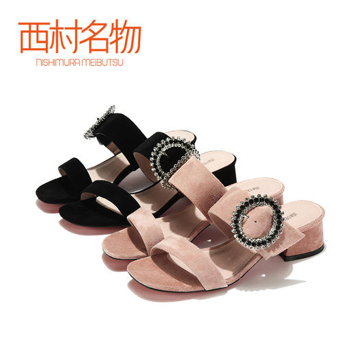 西村名物夏季复古玛丽珍凉鞋拖鞋X282J20511 商品图0
