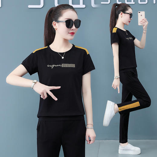 韩版时尚，休闲短袖印花95棉运动两件套TR-LM82088 商品图2