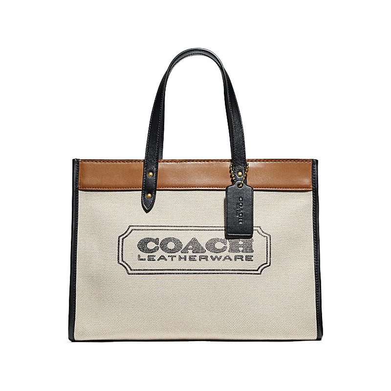 coach/蔻驰帆布女包coach徽章field 30号托特包89488米白色