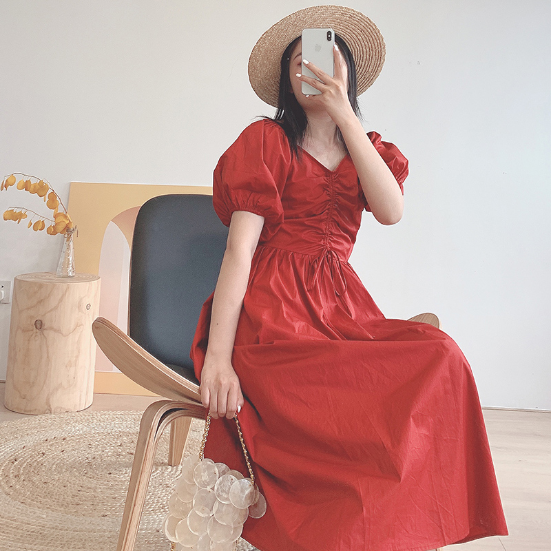 女装 胸口抽褶连衣裙