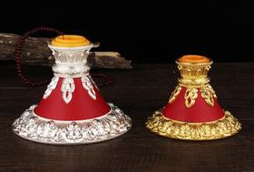 手摇转经轮底座红皮合金莲花底座佛教用品密宗手摇转经筒底座大小号