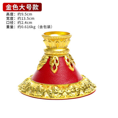 手摇转经轮底座红皮合金莲花底座佛教用品密宗手摇转经筒底座大小号 商品图6