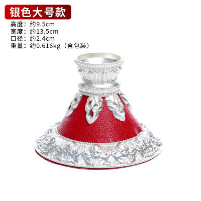 手摇转经轮底座红皮合金莲花底座佛教用品密宗手摇转经筒底座大小号 商品图9