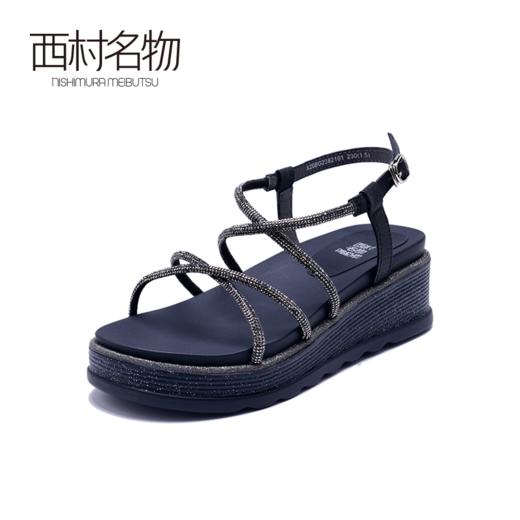 西村名物2020夏女钻扣系列凉鞋外穿时尚平底一字带仙女风鞋X20BG23821 商品图3