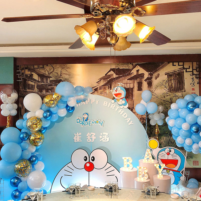 儿童宝宝宴生日宴周岁哆啦a梦主题派对策划气球布置套餐-酒店房间上门