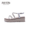 西村名物2020夏女钻扣系列凉鞋外穿时尚平底一字带仙女风鞋X20BG23821 商品缩略图4