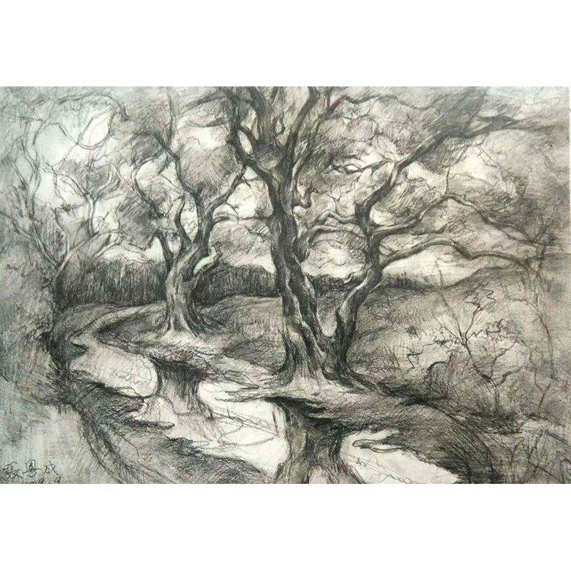 张粤成 素描作品《沼泽地》