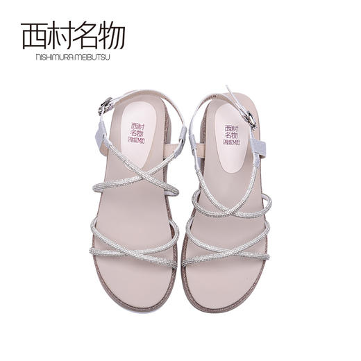 西村名物2020夏女钻扣系列凉鞋外穿时尚平底一字带仙女风鞋X20BG23821 商品图2