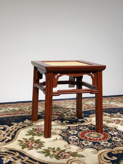 红桥红  家具严选  缅甸花梨（大果紫檀）  【编藤款瓜棱腿方凳】 商品图1