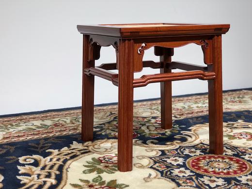 红桥红  家具严选  缅甸花梨（大果紫檀）  【编藤款瓜棱腿方凳】 商品图2