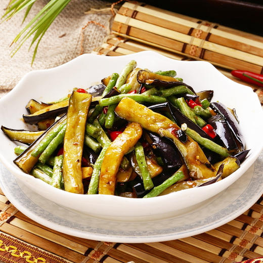 炒菜组合四季豆+茄子共500g 商品图0