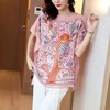 ML-2315002蝙蝠袖真丝桑蚕丝衬衫时尚印花短袖宽松遮肉 商品缩略图0