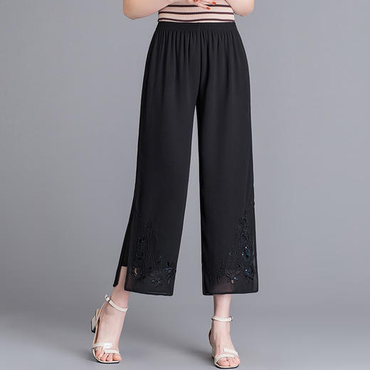 YMS-1909妈妈夏装阔腿裤 中老年松紧腰大码薄款九分裤 商品图2