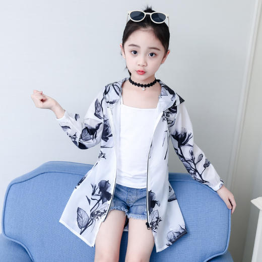 HGY-82100新款精品童装  儿童女大童防晒服外套夏季防晒衣中长款 商品图0