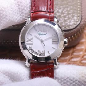 ZF萧bangHappy Diamonds石英系列278509，30MM快乐钻系列，双层蓝宝石水晶玻璃表镜配合施华洛世奇美钻，ETA955.112石英机芯，女士腕表，皮表带，密底