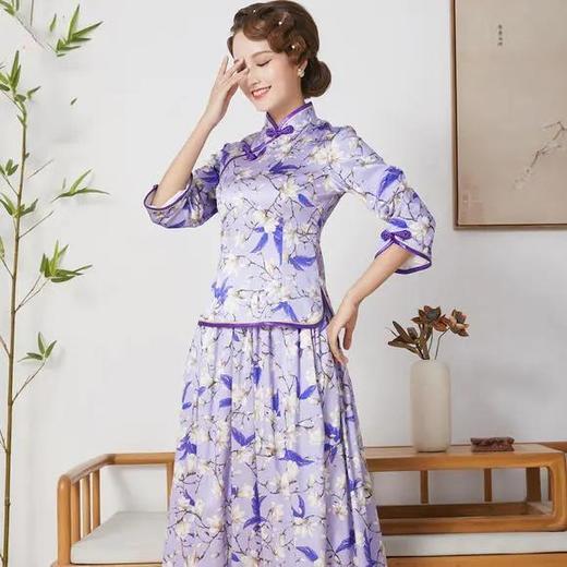 FD-QC1697943新款真丝长款手工盘扣旗袍 商品图4
