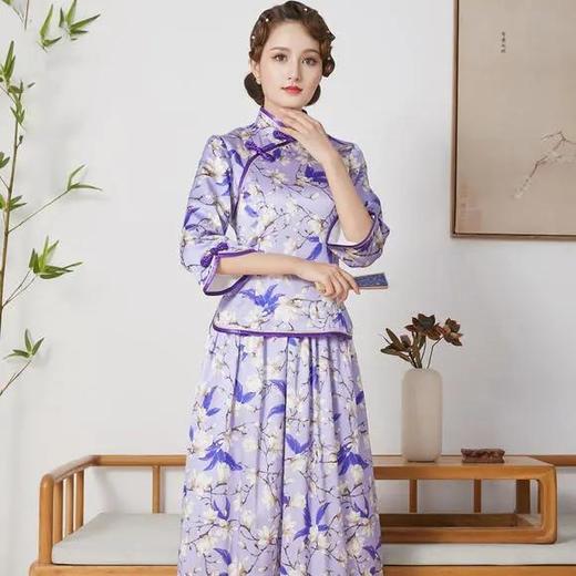 FD-QC1697943新款真丝长款手工盘扣旗袍 商品图0