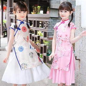 KNE-女童旗袍表演服 夏装儿童古装中国风女孩连衣裙潮