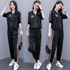 WZNH-ANY216新品钉珠棒球服外套+撞色彩条纹束脚裤两件套 商品缩略图1