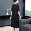 XY-MY13066新款宽松黑色百搭气质淑女纯色桑蚕丝连衣裙 商品缩略图1
