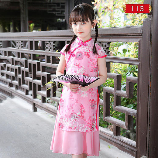 KNE-女童旗袍表演服 夏装儿童古装中国风女孩连衣裙潮 商品图2