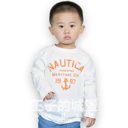 帆船 童装男童 做旧字母 圆领长袖T恤 特惠 NK30 商品图0