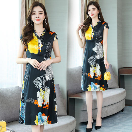 上海旗袍厂ASE-2285 真丝印花连衣裙 商品图2