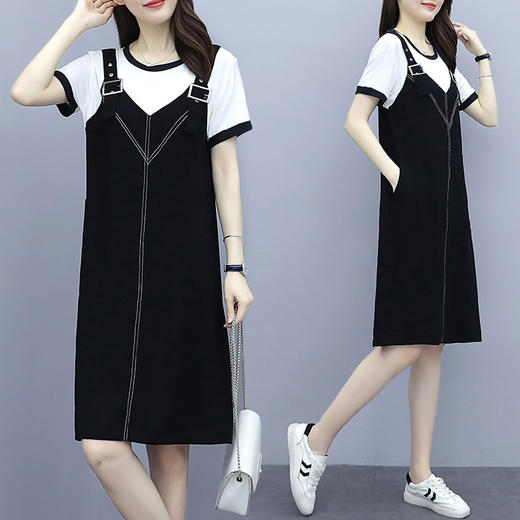 MQ-QYF-F40夏季新款韩版宽松气质假两件连衣裙YY 商品图1
