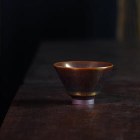 龙德堂陶艺 范泽锋烧 金丝玉毫天目盏-斗笠（蓝色款） (库存请咨询客服)