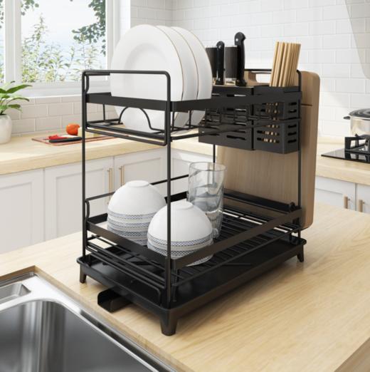 【厨房置物架】*不锈钢烤漆水槽沥水架厨房置物架盘子碗筷子收纳碗碟架 商品图2