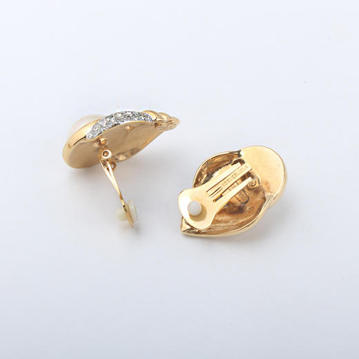 【Vintage孤品】vogue bijoux cascio 耳夹.马贝珍珠莱茵石镶嵌 商品图2