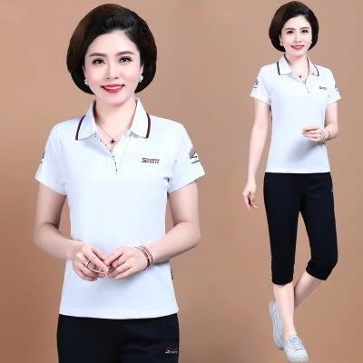 SP-3325-BNF减龄妈妈夏装  短袖t恤女中老年女装运动两件套装 商品图0