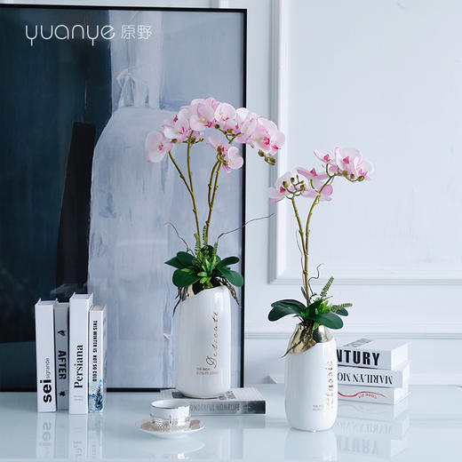 手感保湿蝴蝶兰花仿真花摆件客厅桌假花轻奢ins北欧盆景装饰摆设 商品图0