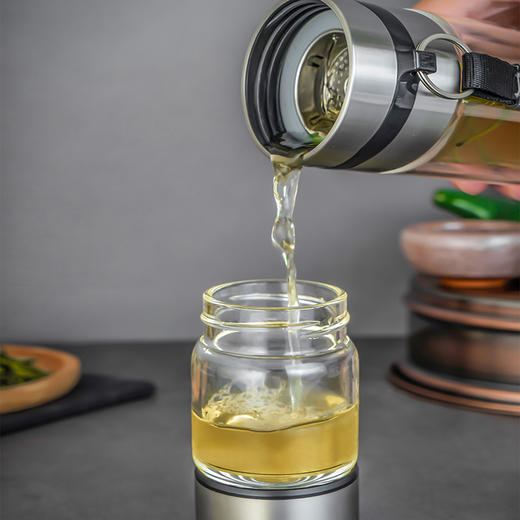 Debo茶水分离泡茶杯过滤双层玻璃杯透明创意水杯便携家用男女杯子特尔斯 商品图2