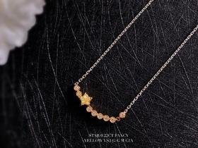 「微笑与星光」五角星黄钻项链0.22克拉fancy yellow黄钻18K金