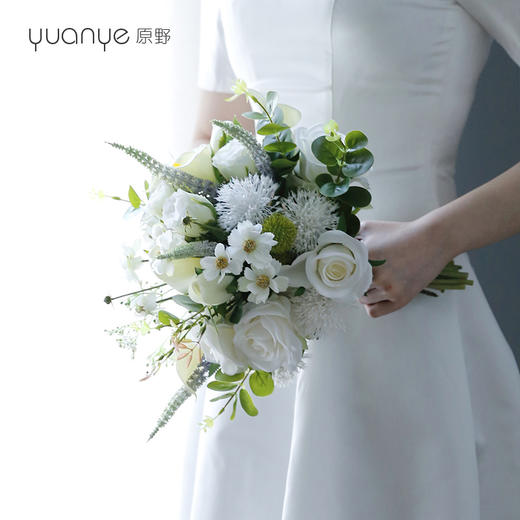 新娘手捧花束仿真花假花结婚纱影楼韩式高档婚礼粉色玫瑰拍照森系 商品图3