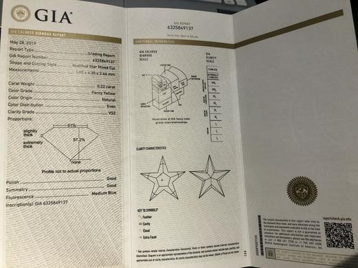 「微笑与星光」五角星黄钻项链0.22克拉fancy yellow黄钻18K金 商品图2