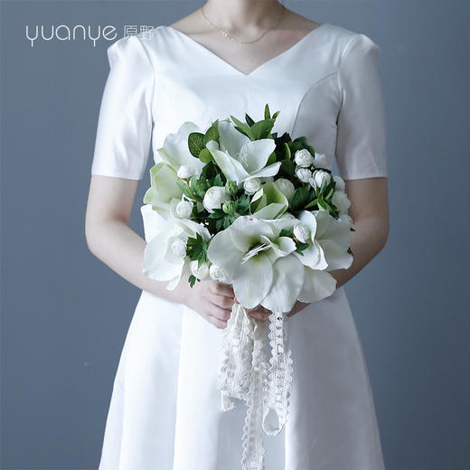 手捧花仿真花假花新娘结婚韩式高档森系大束婚礼时尚个性拍照影楼 商品图3