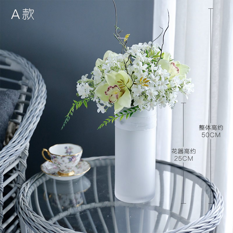 轻奢仿真花装饰摆件假花高档室内客厅餐桌绢花玄关摆件茶几电视柜