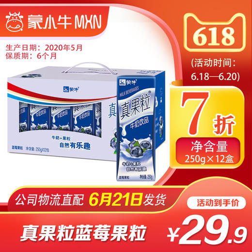 【团购】真果粒蓝莓果粒康美苗条装250g×12盒 商品图0