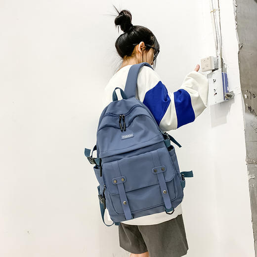 【韩版潮流双肩包】书包女ins风韩版高中大学生简约森系箱包 商品图0