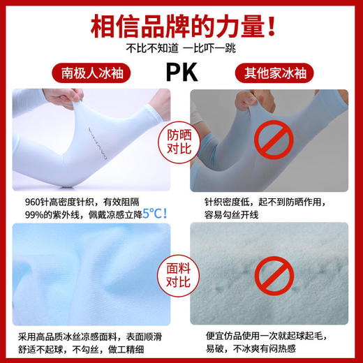 南极人夏季冰袖防晒袖套男女冰丝防紫外线手套手臂袖开车骑行护臂 商品图8