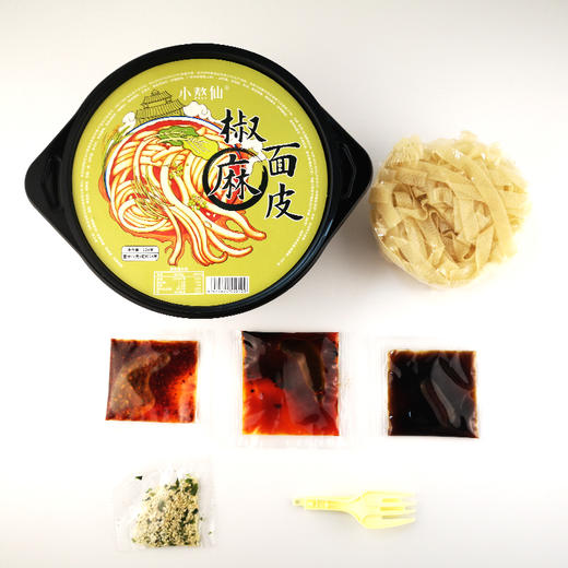 优选新品|小熬仙椒麻面皮 桶装带料包 椒麻擀面皮凉皮非油炸方便速食 124g*6盒 商品图2