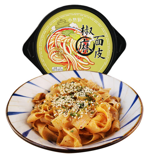 优选新品|小熬仙椒麻面皮 桶装带料包 椒麻擀面皮凉皮非油炸方便速食 124g*6盒 商品图1